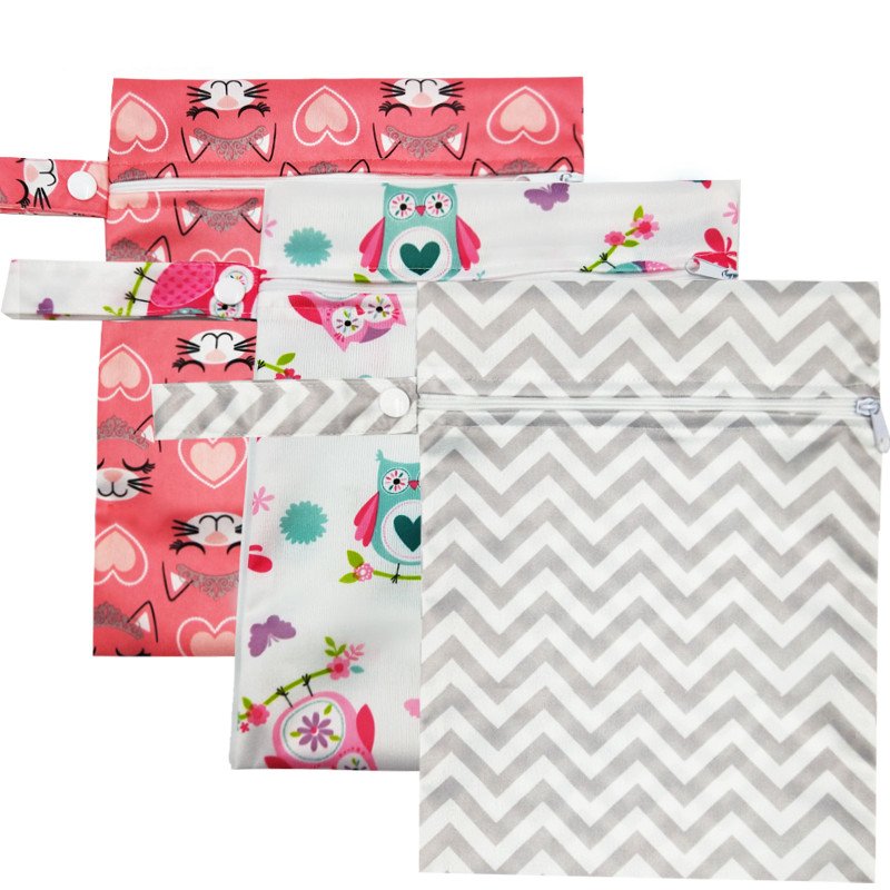 Reusable Colorful Printed Zipper Baby Diaper Bag